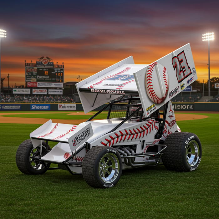 Baseball-Themed Sprint Car Design Apparel