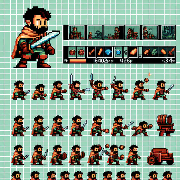 Pixel Art Sprite Sheet: Dungeons & Dragons Character Frames