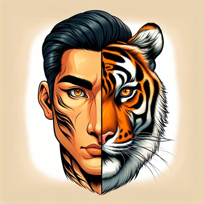 Half Human Half Tiger Character Vector Art