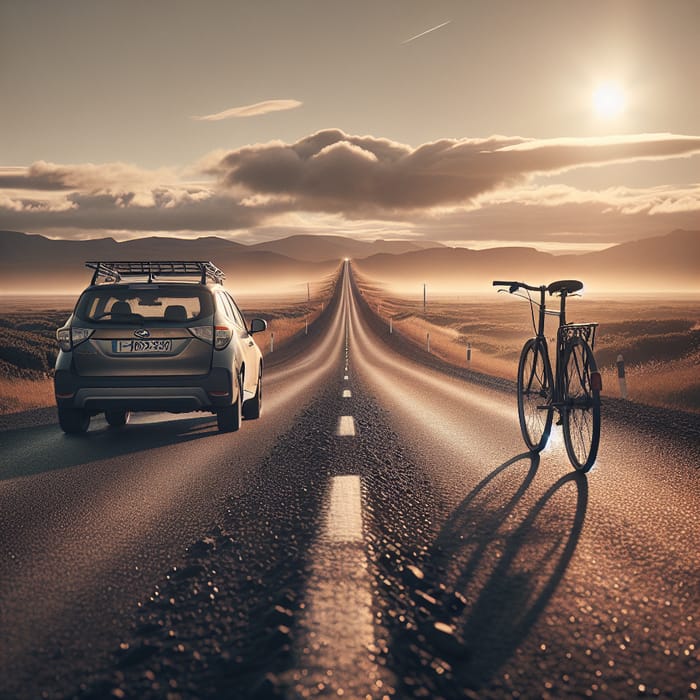 A Car and Bicycle on the Endless Road