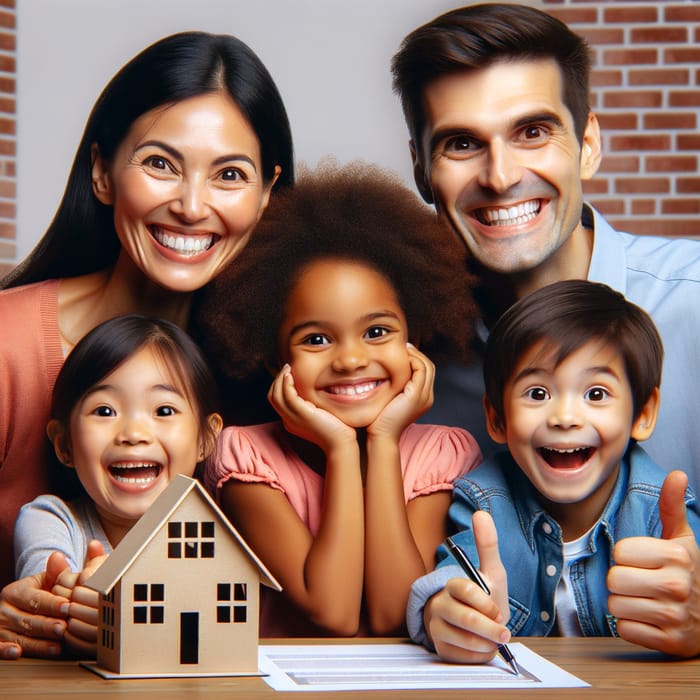 Happy Family Getting Mortgage for Brick Country Home | Building Dream