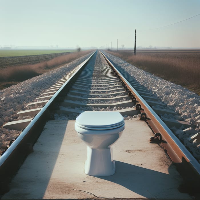 Toilet Seat by Railway Tracks: Quirky Outdoor Setting