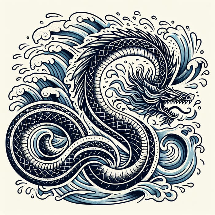 Jörmungandr Tattoo Design in Viking Art Style