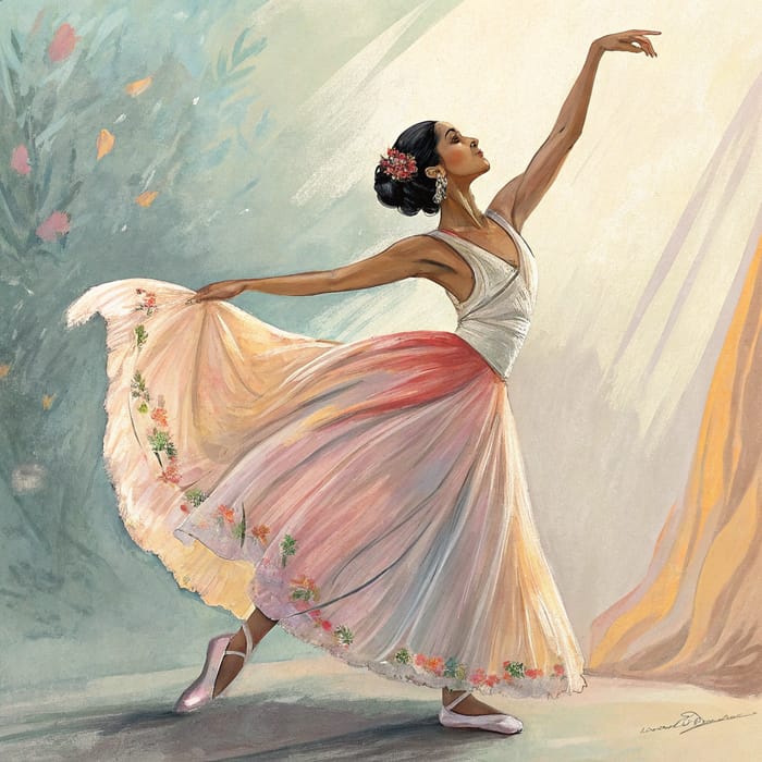 Elegant South Asian Dancer in Vibrant Gown