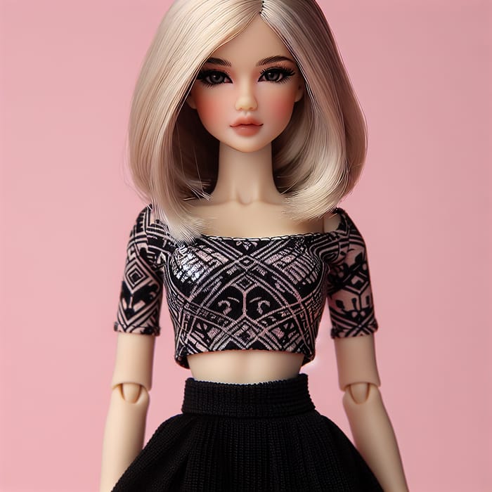 Realistic Bratz Doll with Platinum Hair & Black Outfit