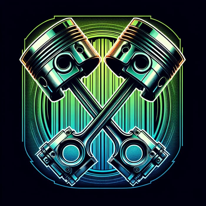 Neon Matrix-Inspired Adeptus Mechanicus Emblem with Crossed Pistons