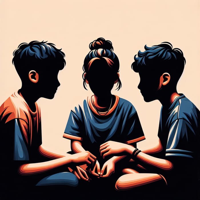 Captivating Scene of Three Faceless Black Youths Playing Together