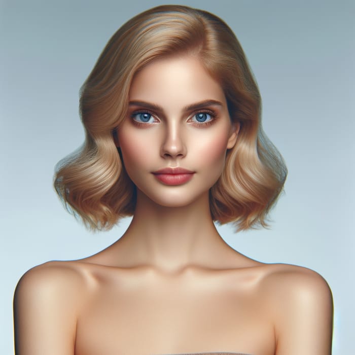 Radiant Blonde Woman: Full-Length Nude Body with Shimmering Eyes