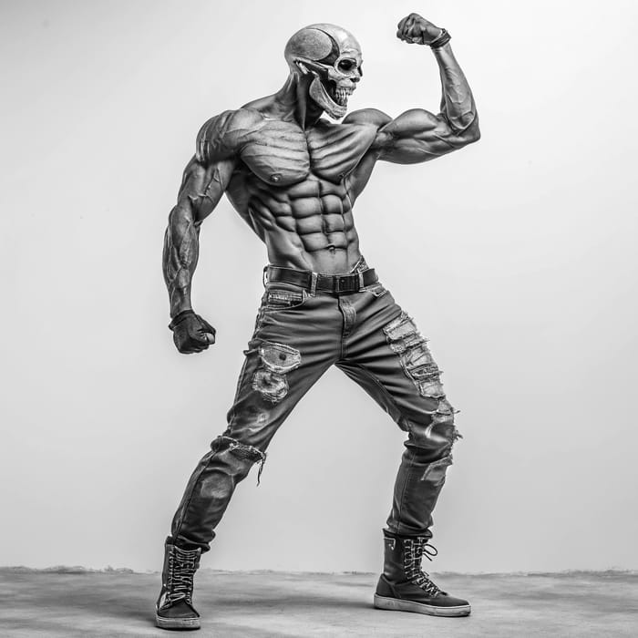 Muscular Skeleton: Fierce Pose & Defined Muscles