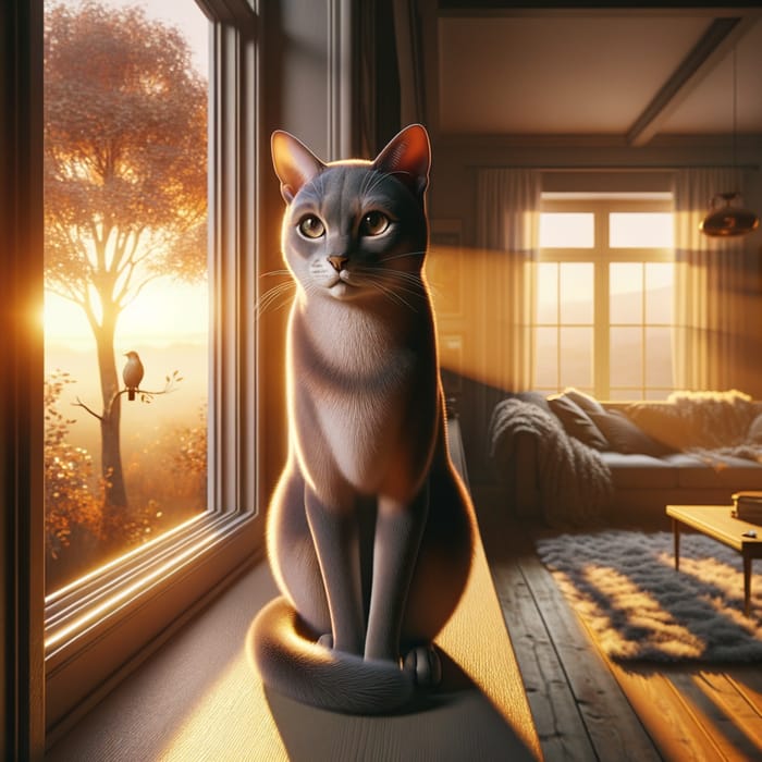 Beautiful Cat Enjoying Sunset