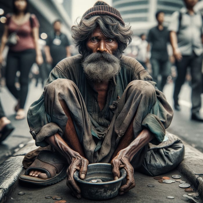 Empathetic South Asian Man Offering Street Alms