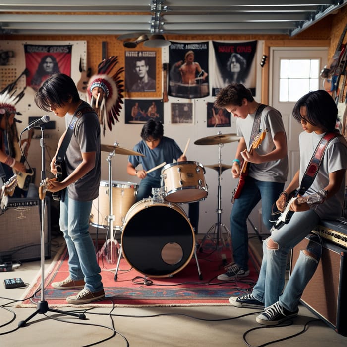 Native American Boy Band Garage Practice Session