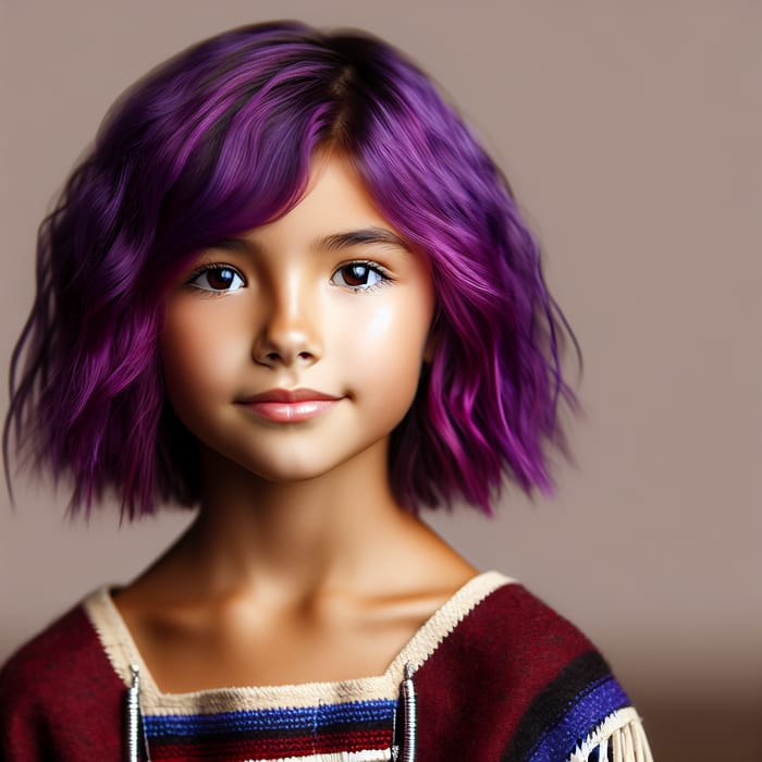 Native American Girl with Purple Hair | Cultural Fusion