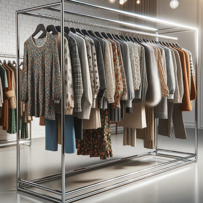 Modern Clothing Rack with Stylish Garments