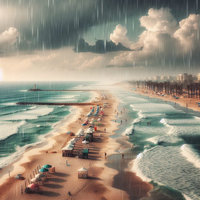 Summer Rain at the Beach in Israel