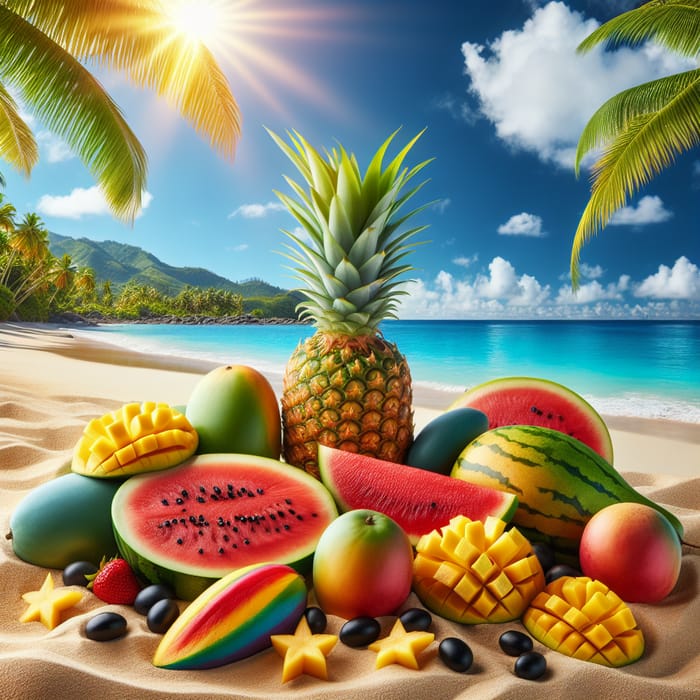 Tropical Beach Summer Fruits Paradise