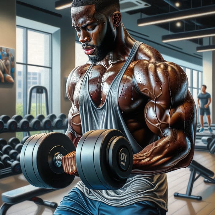 Athletic African Man Shoulder Workout