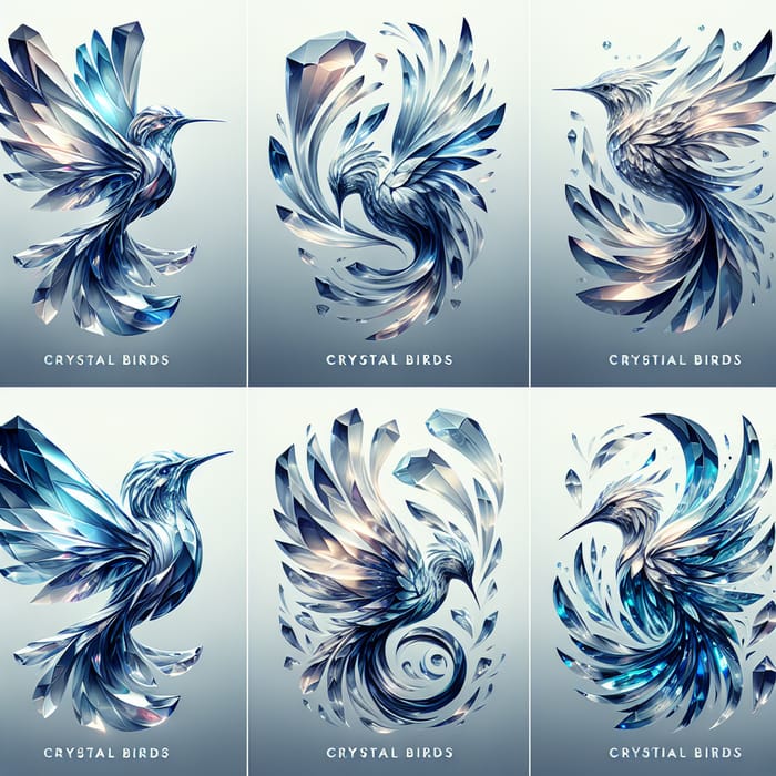 Elegant Crystal Birds Logos: Delicate Hummingbird-Inspired Designs