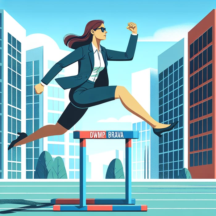 Female Office Worker Leaping Over Hurdle | DWMP BRAVA