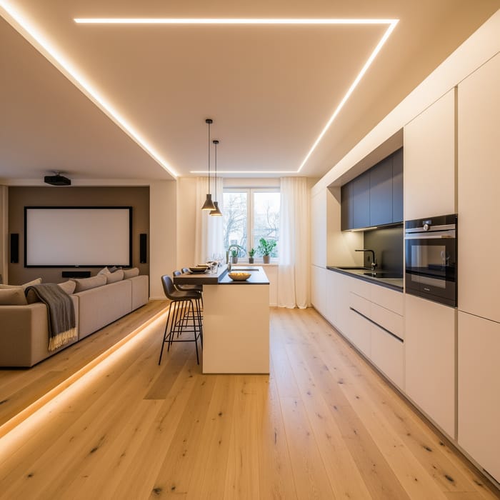 Modern Home Design: LED Lighting & Cinema Space Modern Home Design: LED Lighting & Cinema Space