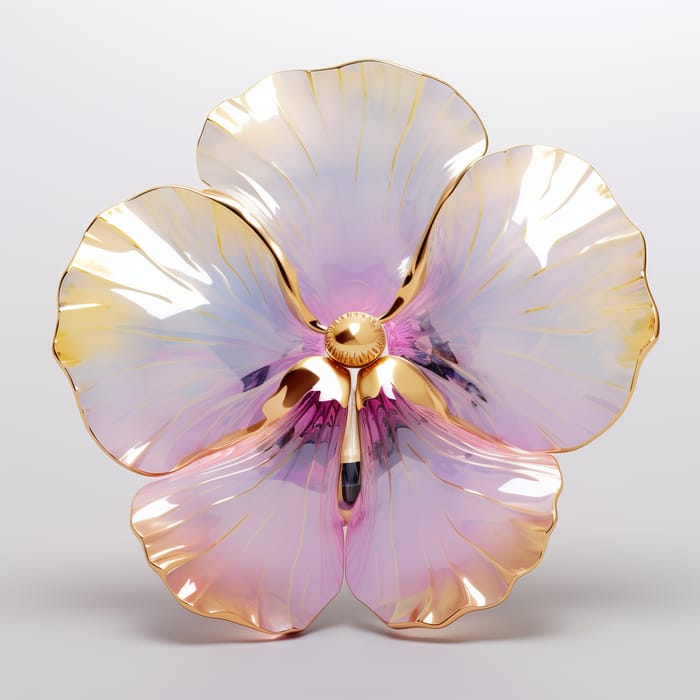 Elegant Large Pansy Flower in Gems & Gold