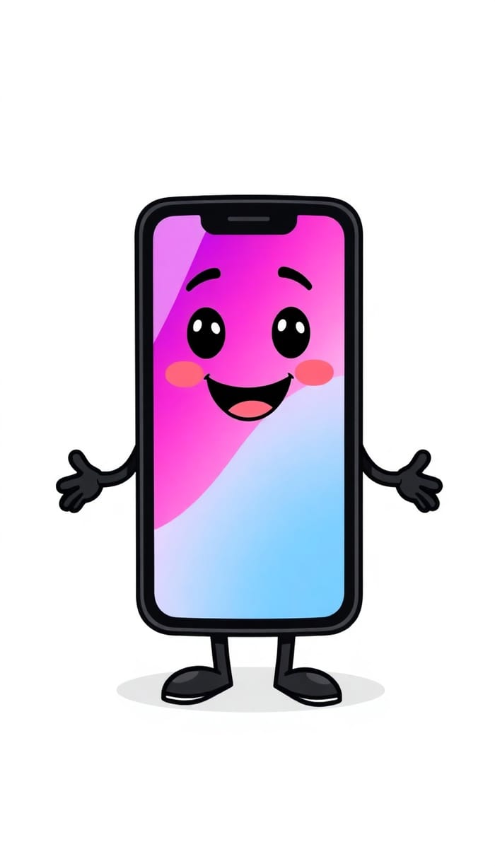 Cheerful Cartoon Phone Mascot Design