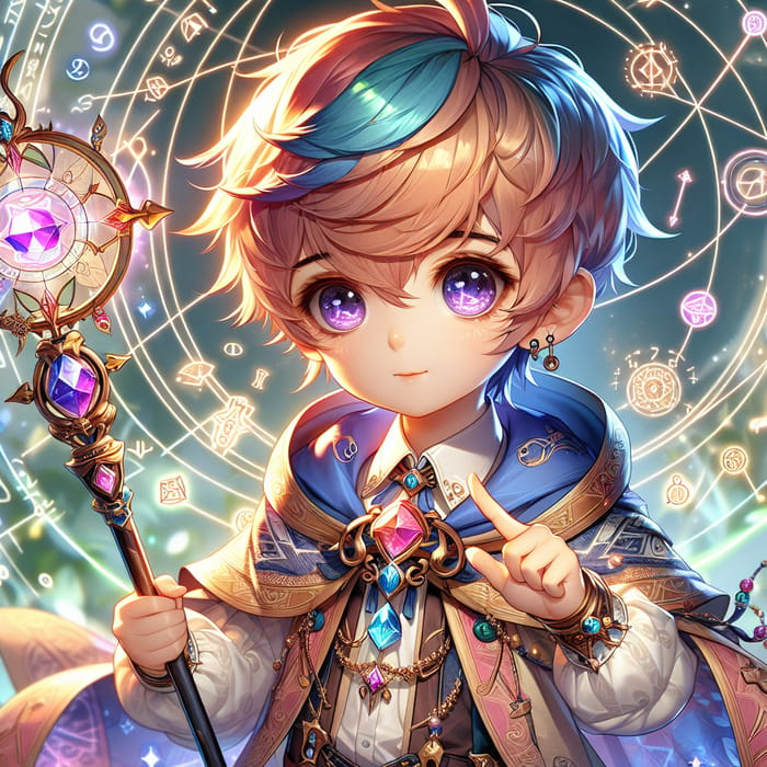 Anime Adorable Genius Sorcerer Boy Illustration