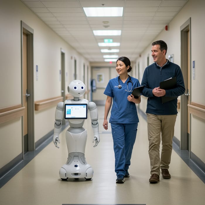 Robot Nurse and Patient in Modern Healthcare