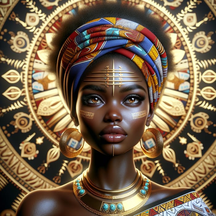 Majestic African Queen | Symbolic Royalty in Vibrant Tales