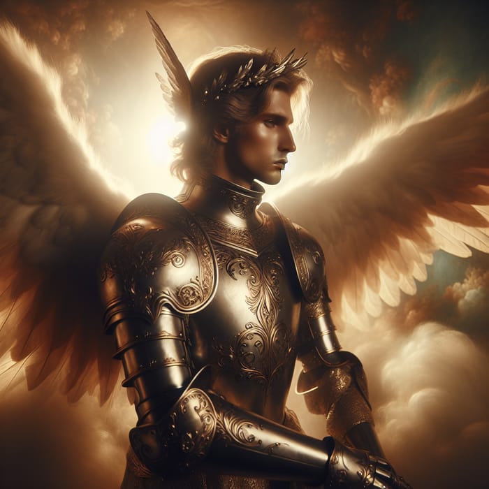 Divine Angel in Silver Armor - Ethereal Beauty and Strength