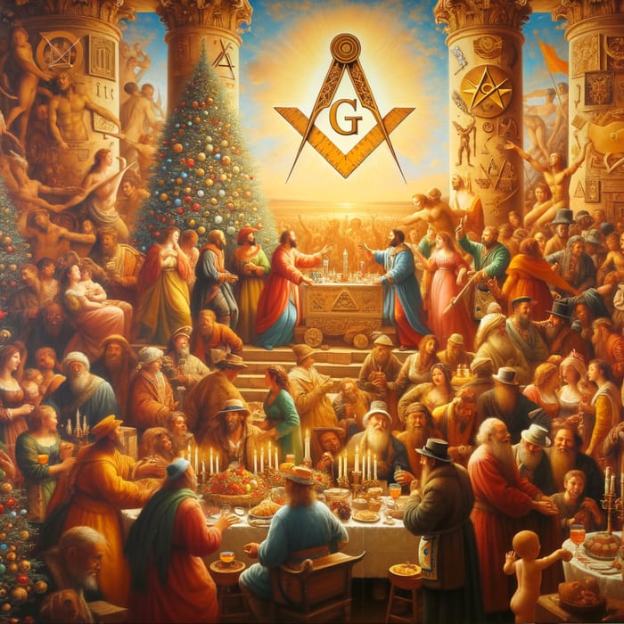 Renaissance Masonic Holiday Symbolism Oil Painting