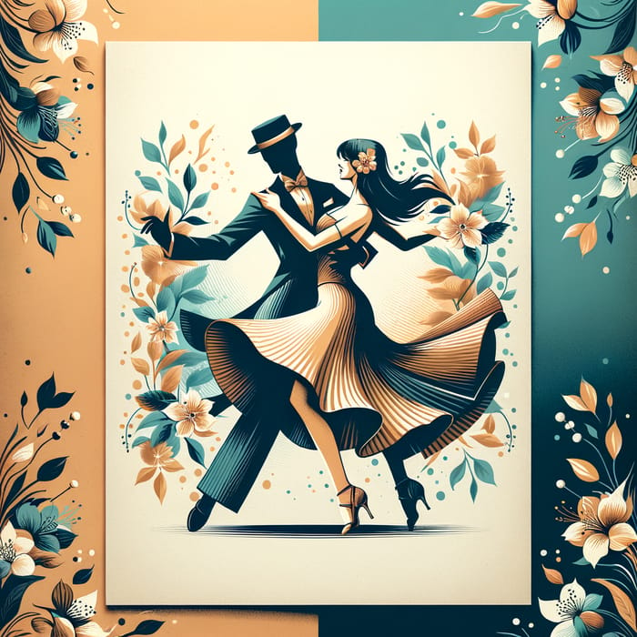 Spring Dance Flyer - Joyful Dancing Couple in Two-Tone Background