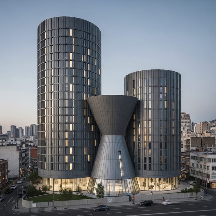 Innovative Building Design: Cylinder and Cone Shapes