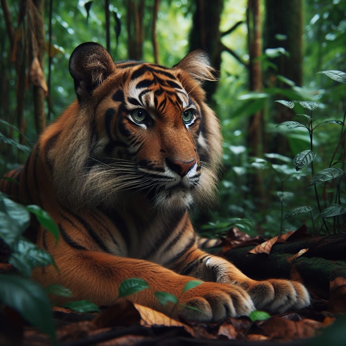 Majestic Tiger in Tropical Jungle - Stunning Wildlife Image