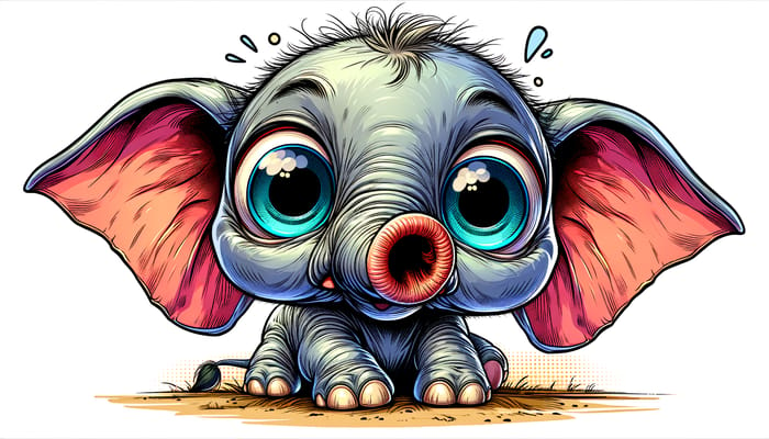 Cell-Shaded Baby Elephant | Exaggerated Comic Style Illustration