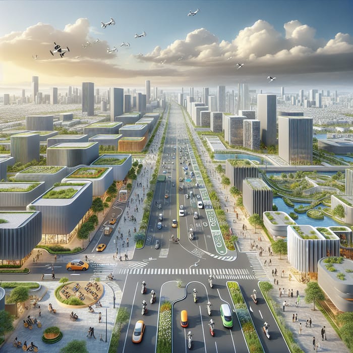 Micro-Mobility Infrastructure: Urban Cityscape Showcase