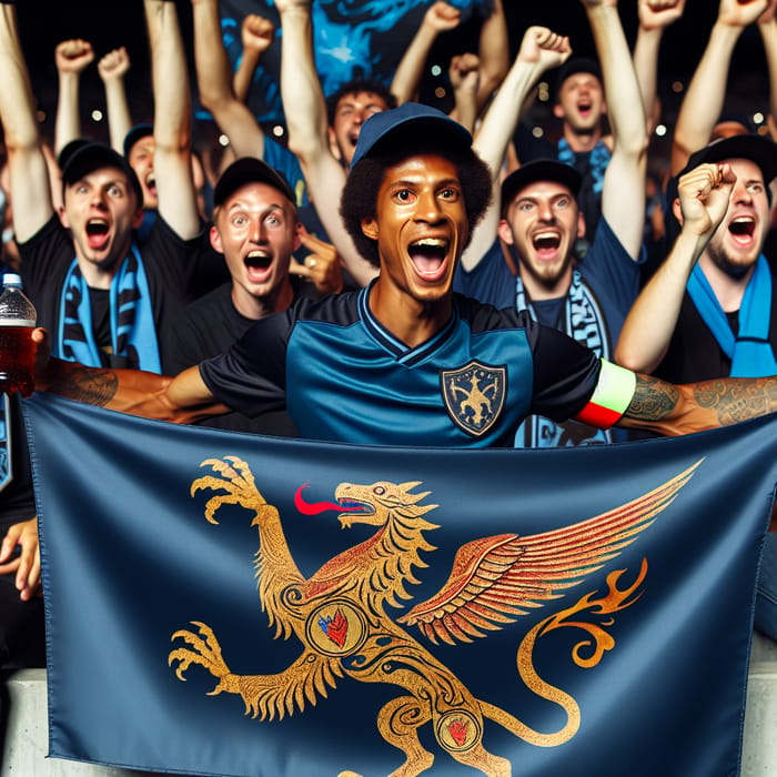 Passionate Black Patriots Fan with Excited Crowd