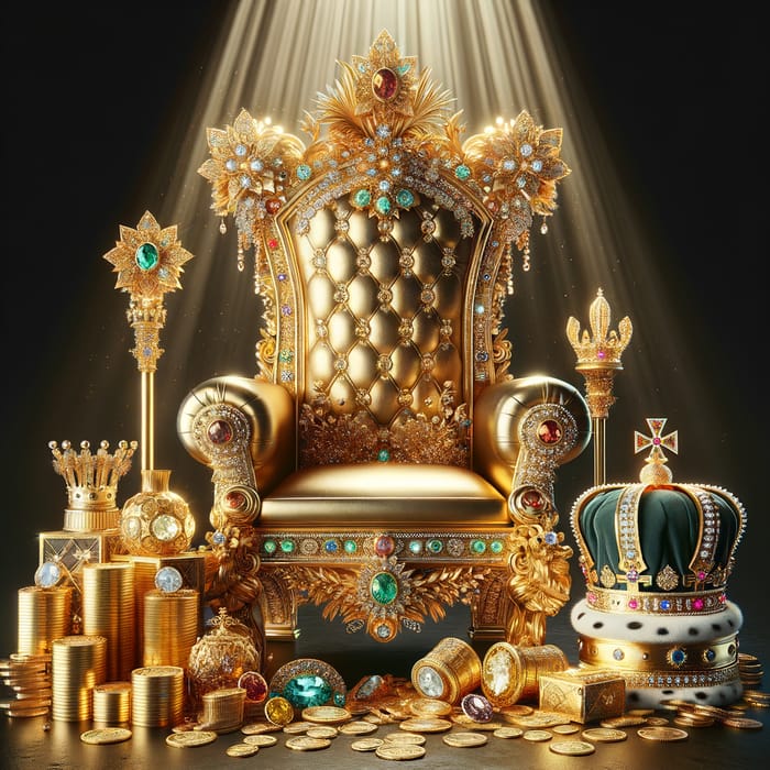 1 Million Dollar Throne: Opulent Gold Crown & Wealth Symbolism