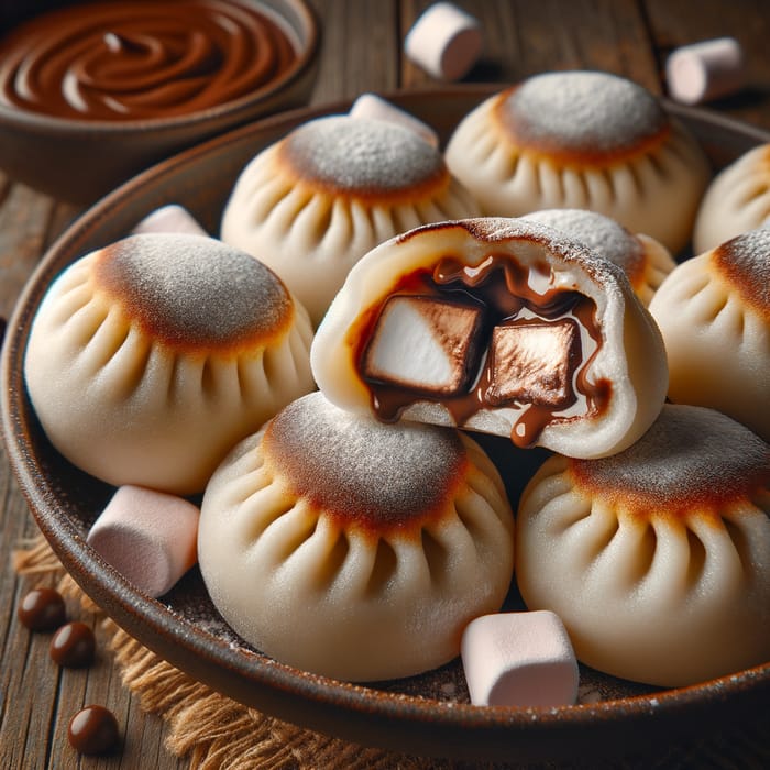 Chocomallow Dumplings with Sweet Chocolate Sauce