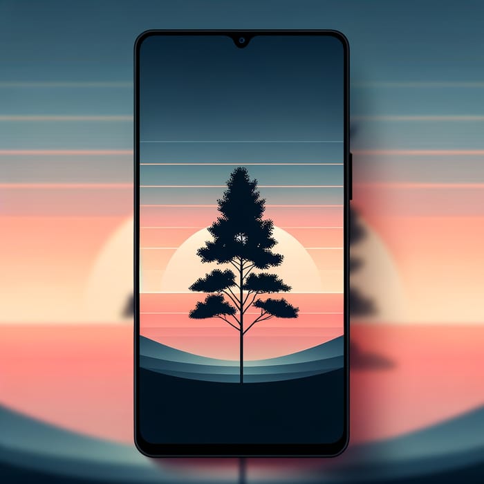 Minimalist Nature Wallpaper - Tranquil Tree Silhouette Sunset