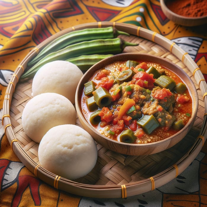 Delicious Traditional West African Fufu with Tasty Okra Stew