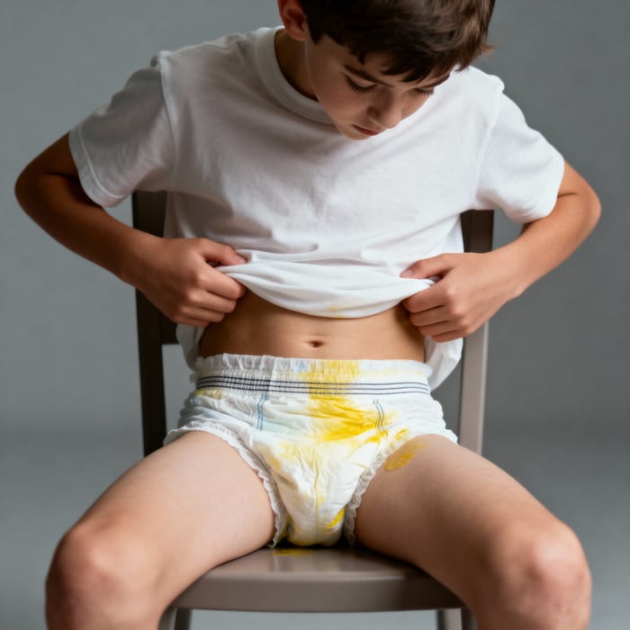 Teenager Boy in Diapers - Studio Photo