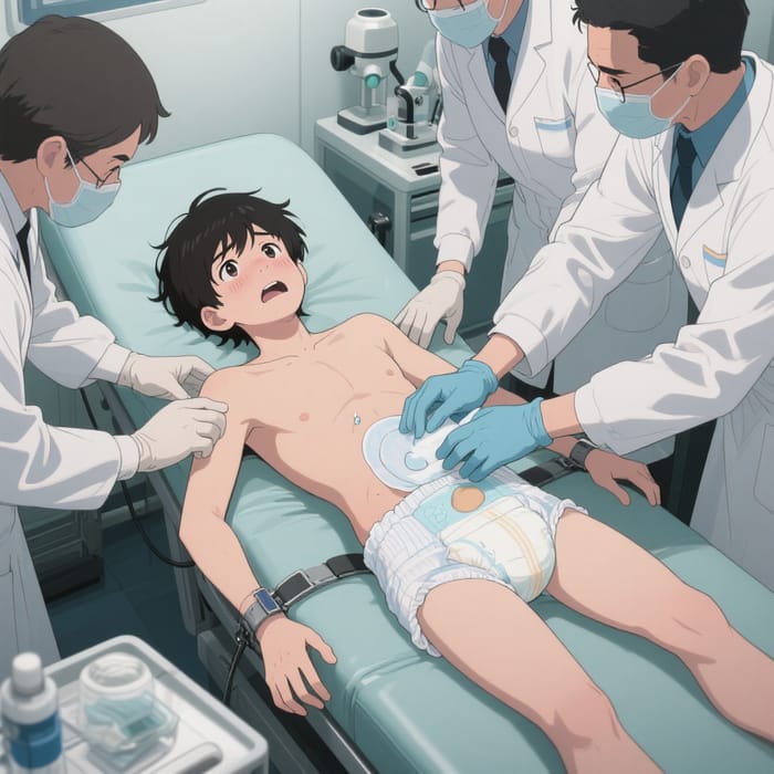 Anime Teen in Laboratory Exam Scene