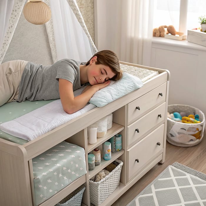 Teen Diaper Change on a Changing Table - Photo