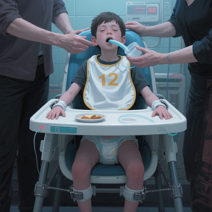Cyberpunk Digital Art: Forced Feeding Scene