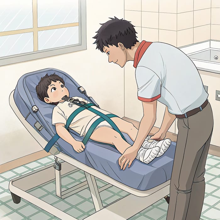 Anime Nurse Training Scene with Diaper