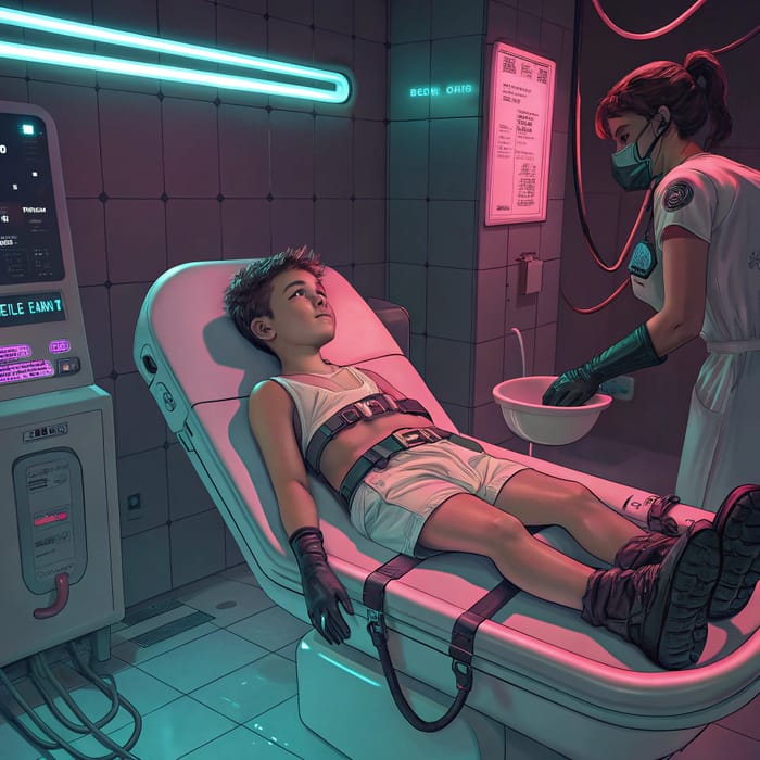 Teen Diaper Change in Cyberpunk Setting