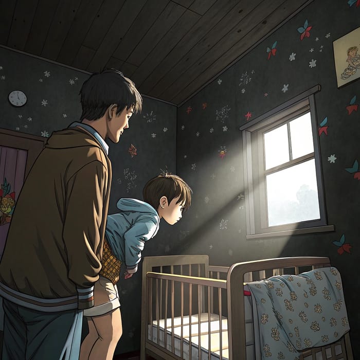 Anime Scene: 12-Year-Old in Baby Crib