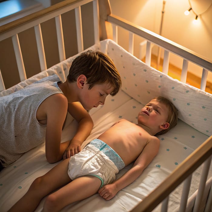 Boy Punished in Crib: A Humorous Situation