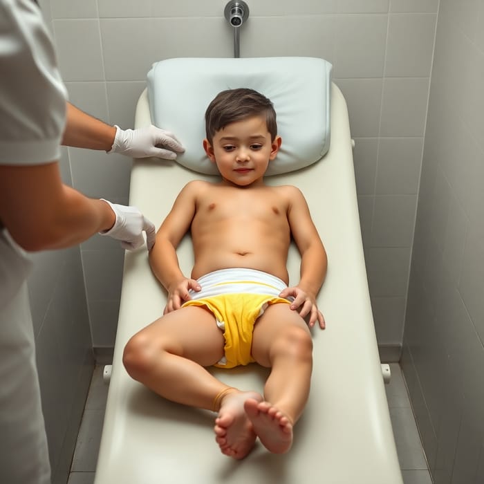 Teenager Diaper Change in Nursing Bath